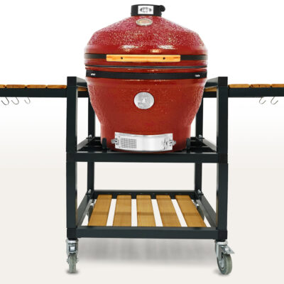 Керамический гриль-барбекю CFG CHEF 61 см / 24 дюйма (красный) с модулем для гриля со столиками